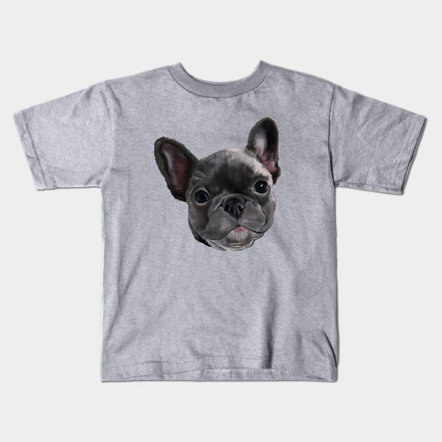 Black | Charcoal French Bulldog Puppy Kids T-Shirt by ArtistsQuest